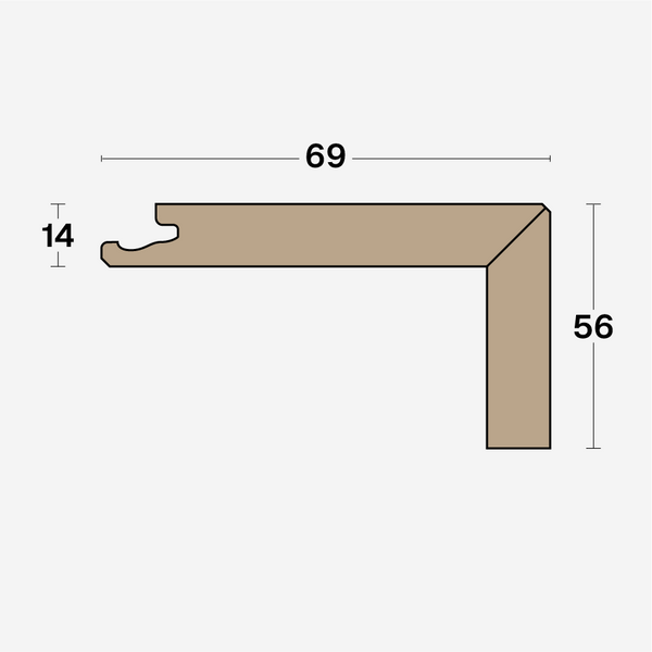 Boen Profile B Stair Nosing for 13.2/14mm Oak, Bevelled, Brushed & L/Natural: 56 x 69 x 2200 mm