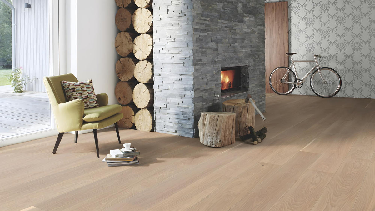 Boen Andante Engineered White Oak Planks Flooring, Brushed & L/Natural: 14.0 x 209 x 2,200 mm