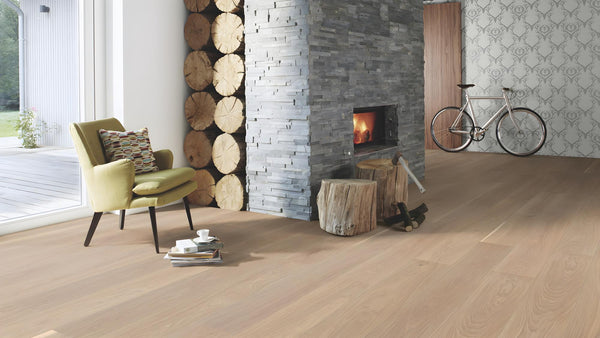 Boen Andante Engineered White Oak Planks Flooring, Brushed & L/Natural: 14.0 x 209 x 2,200 mm