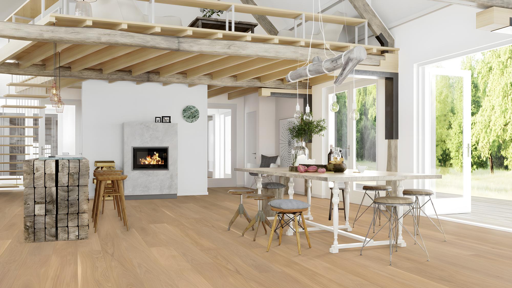 Boen Andante Engineered Oak Planks Flooring, Brushed & L/Pure: 14.0 x 209 x 2,200 mm