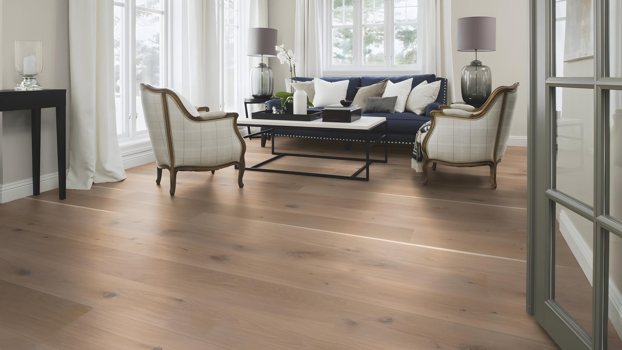 Boen Vivo Engineered White Oak Planks Flooring, Unbrushed & L/Natural: 14.0 x 209 x 2,200 mm