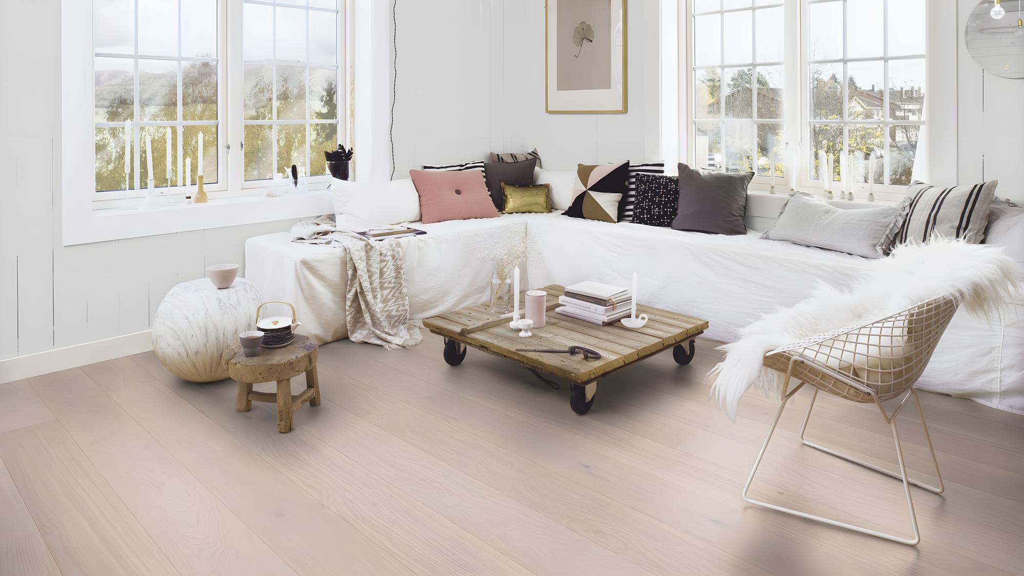 Boen Animoso Engineered Pearl Oak Planks Flooring, Unbrushed & L/Natural: 14.0 x 209 x 2,200 mm