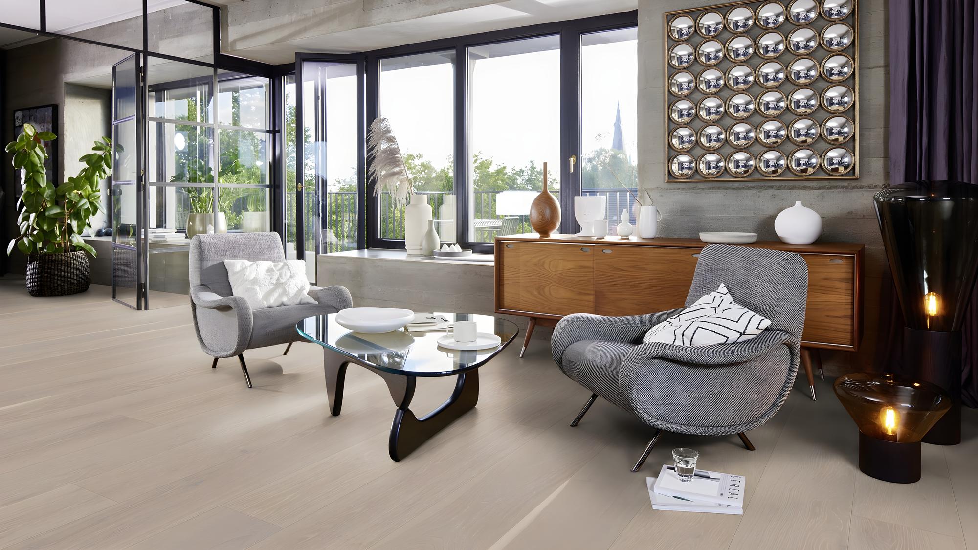 Boen Animoso Engineered Grey Harmony Oak Planks Flooring, Brushed & L/Pure: 14.0 x 209 x 2,200 mm