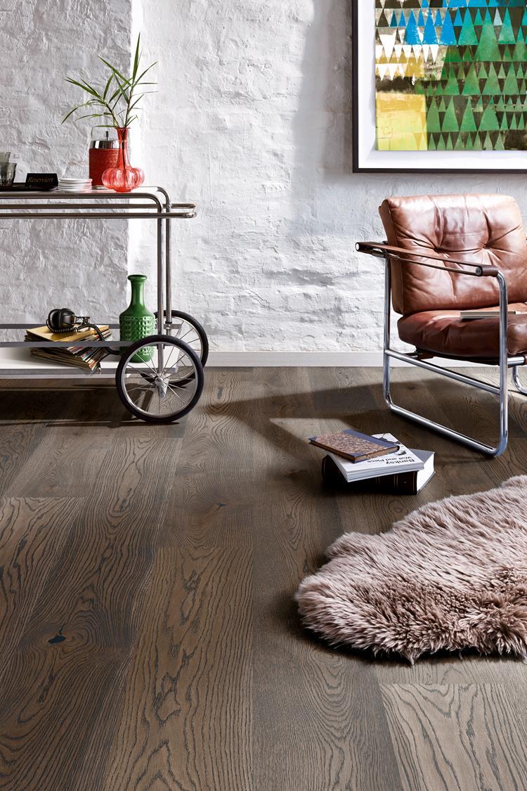 Boen Vivo Engineered Brown Jasper Oak Planks Flooring, Brushed & L/Natural: 14.0 x 209 x 2,200 mm