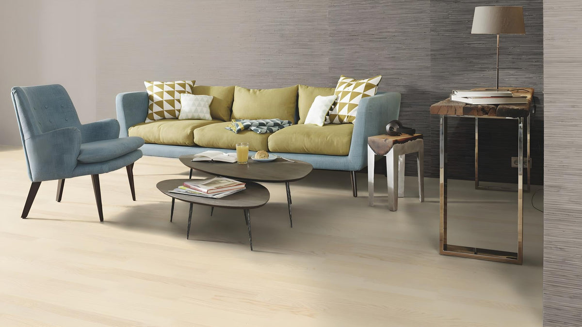 Boen Andante Engineered White Pigmented Ash Multi-Strip Flooring, L/Matt: 14.0 x 215 x 2,200 mm