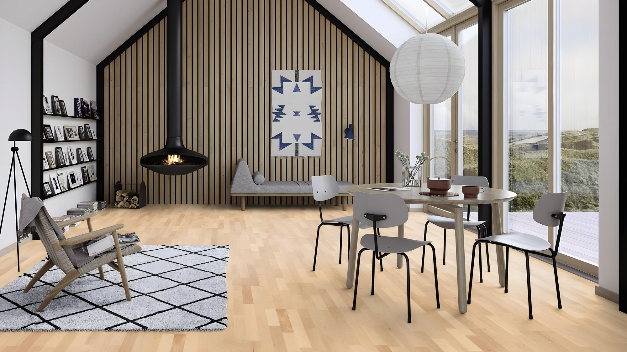 Boen Andante Engineered Maple Multi-Strip Flooring, Unbrushed & L/Matt: 14.0 x 215 x 2,200 mm