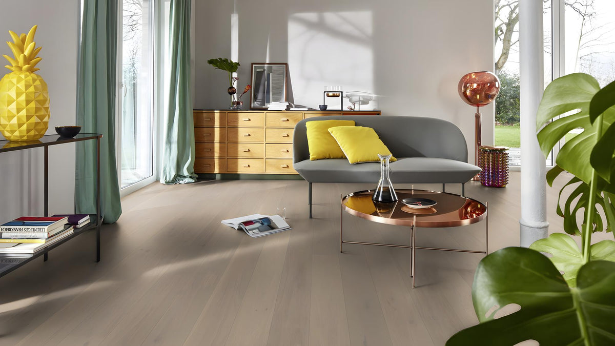 Boen Animoso Engineered Warm Cotton Oak Planks Flooring, Brushed & L/Pure: 14.0 x 209 x 2,200 mm