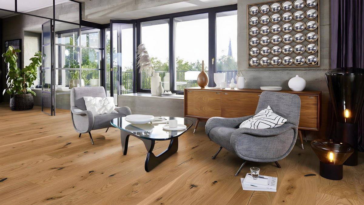 Boen Espressivo Engineered Oak Planks Flooring, Brushed & L/Natural: 14.0 x 209 x 2,200 mm