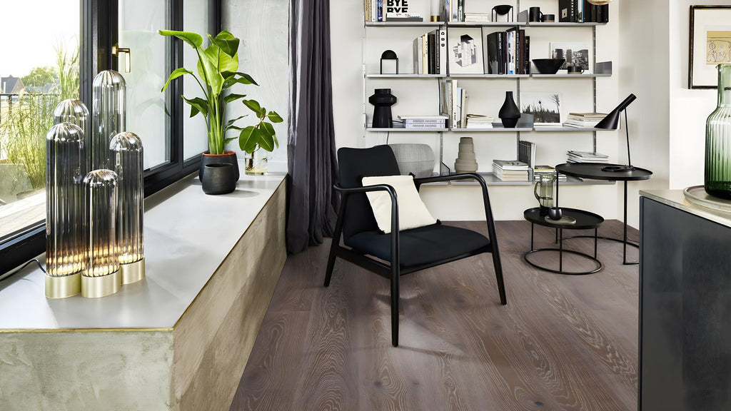 Boen Vivo Engineered Graphite Oak Planks Flooring, Brushed & L/Natural: 14.0 x 209 x 2,200 mm
