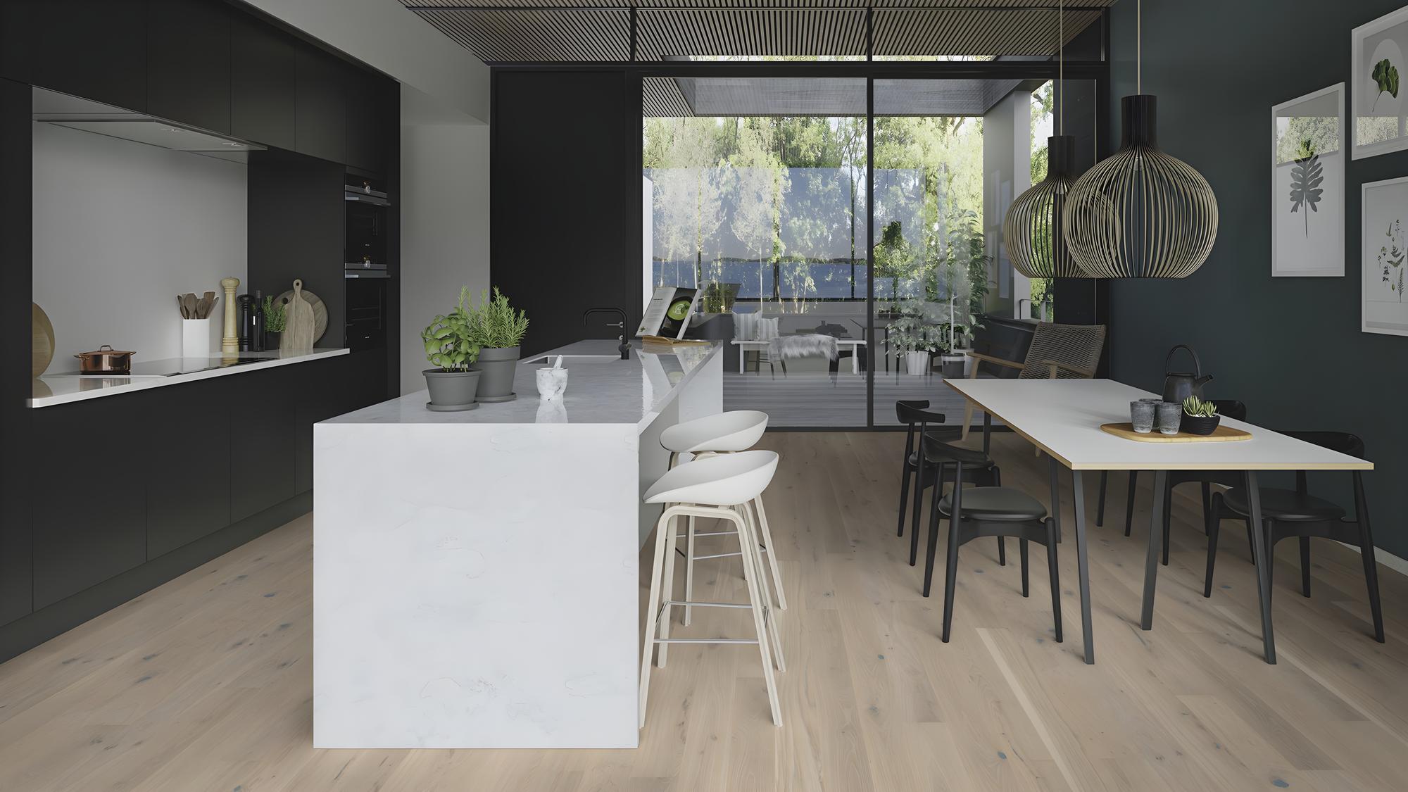 Boen Vivo Engineered Pale White Oak Planks Flooring, Brushed & L/Pure: 14.0 x 138 x 2,200 mm