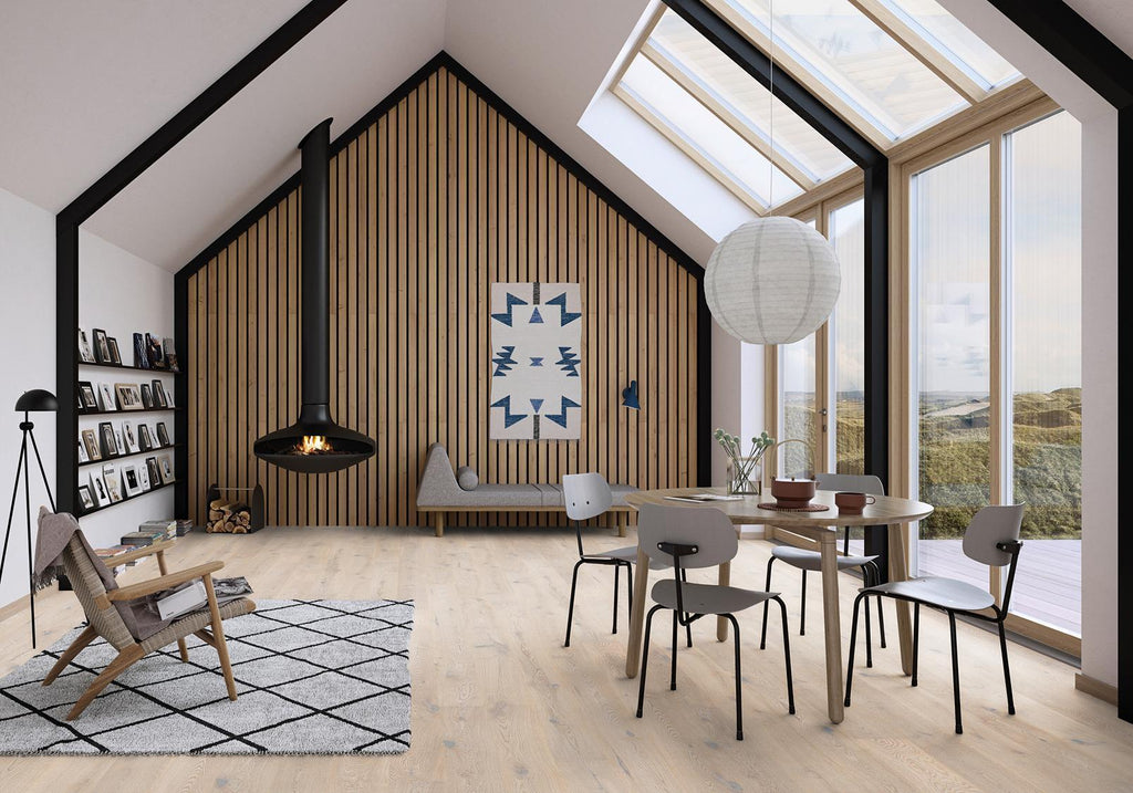 Boen Vivo Engineered Pale White Oak Planks Flooring, Brushed & L/Pure: 14.0 x 209 x 2,200 mm