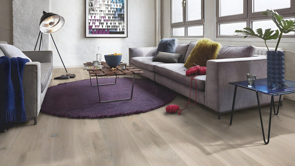 Boen Vivo Engineered Pale White Oak Planks Flooring, Brushed & L/Pure: 14.0 x 209 x 2,200 mm