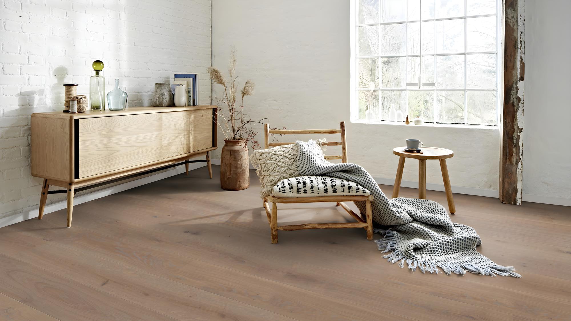 Boen Animoso Engineered Warm Grey Oak Planks Flooring, Brushed & L/Pure: 14.0 x 209 x 2,200 mm