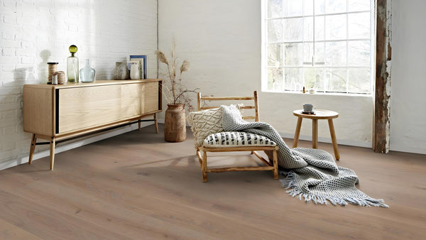 Boen Animoso Engineered Warm Grey Oak Planks Flooring, Brushed & L/Pure: 14.0 x 209 x 2,200 mm