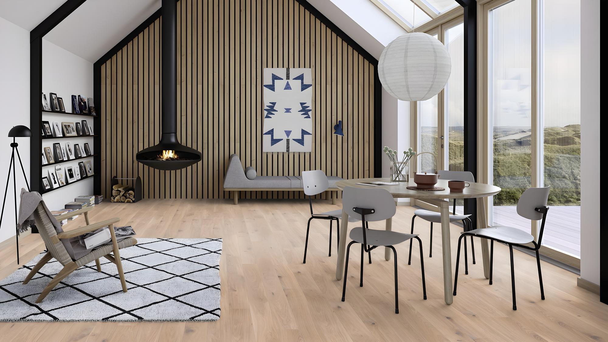 Boen Vivo Engineered White Oak Planks Flooring, Unbrushed & L/Matt: 14.0 x 138 x 2,200 mm
