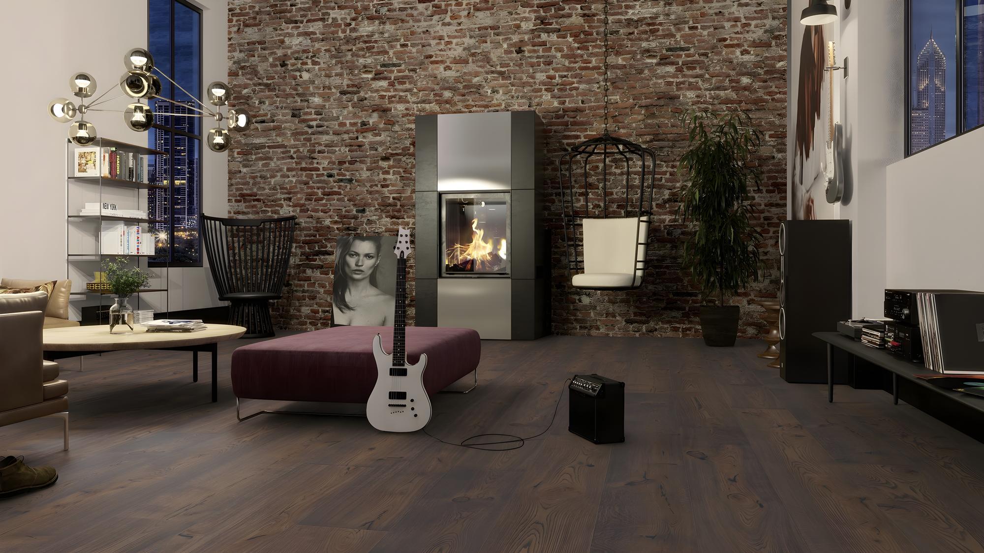 Boen Canyon Engineered Brown Jasper Oak Planks Flooring, Brushed & L/Natural: 15.0 x 300 x 2,750 mm