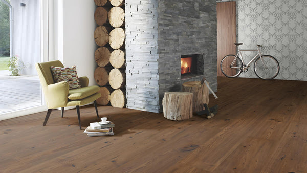 Boen Canyon Engineered Antique brown Oak Planks Flooring, Brushed & L/Natural: 15.0 x 300 x 2,750 mm