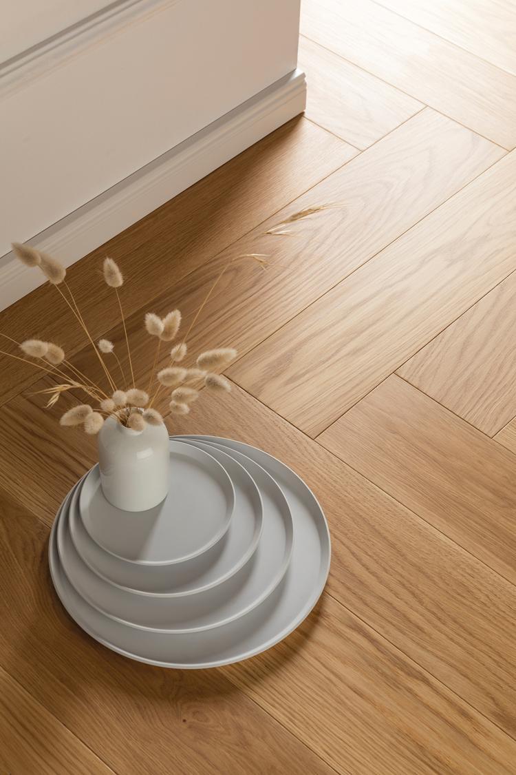 Boen Adagio Engineered Oak Herringbone Flooring, Unbrushed & L/Natural, A & B Planks: 14.0 x 138 x 690 mm