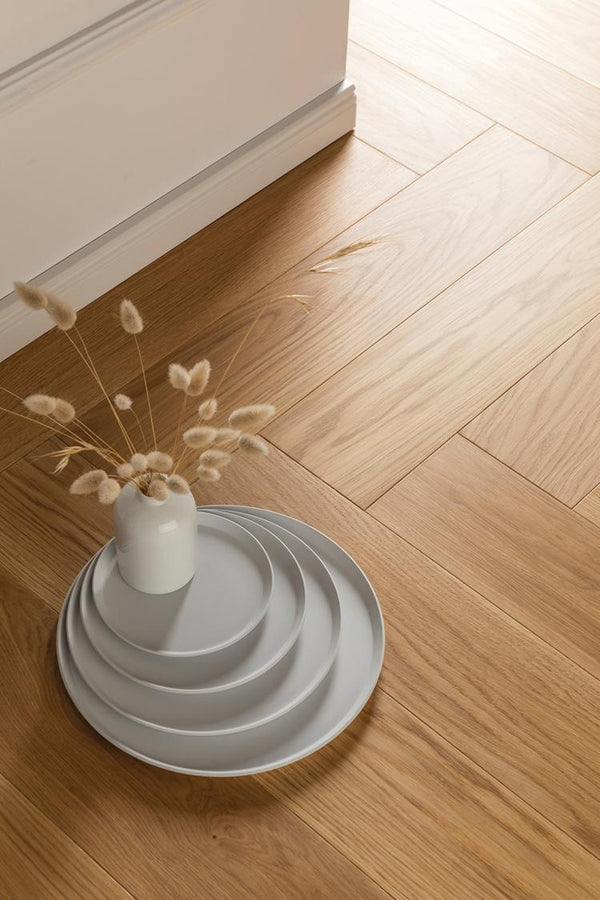 Boen Adagio Engineered Oak Herringbone Flooring, Unbrushed & L/Natural, A & B Planks: 14.0 x 138 x 690 mm