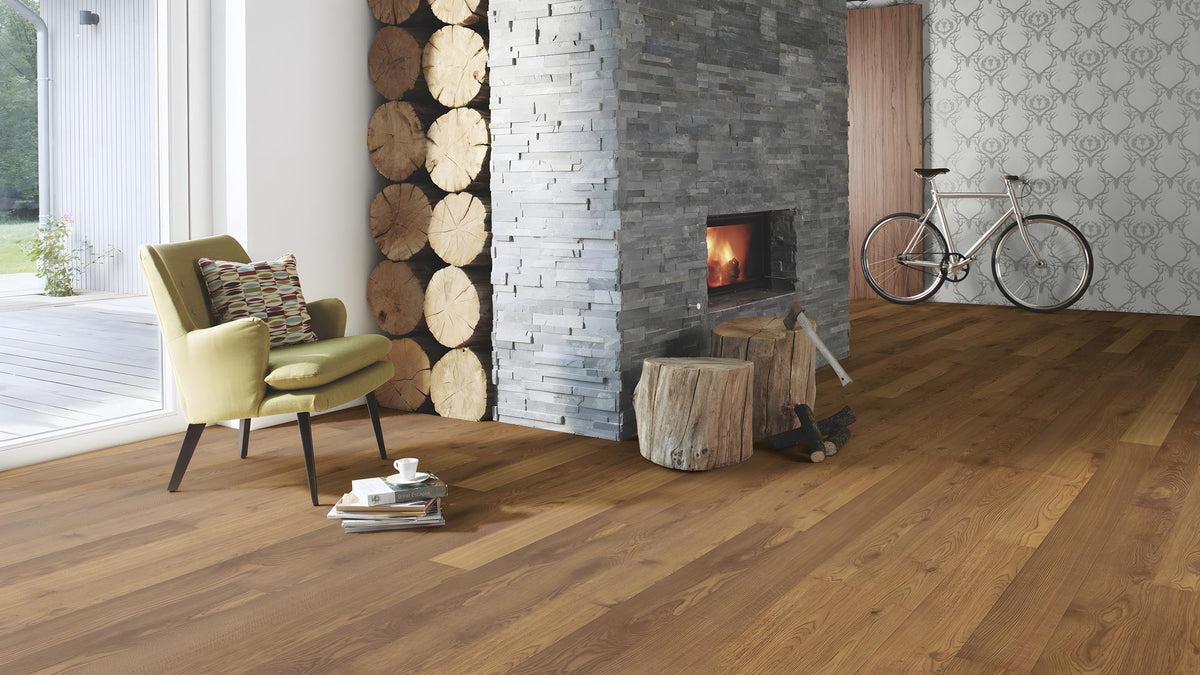 Boen Animoso Engineered Semi Smoked Oak Planks Flooring, Brushed & L/Pure: 14.0 x 138 x 2,200 mm