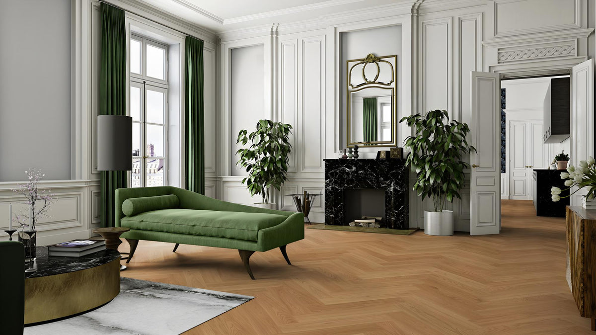 Boen Adagio Engineered Oak Herringbone Flooring, Brushed & Unfinished, A & B Planks: 14.0 x 138 x 690 mm