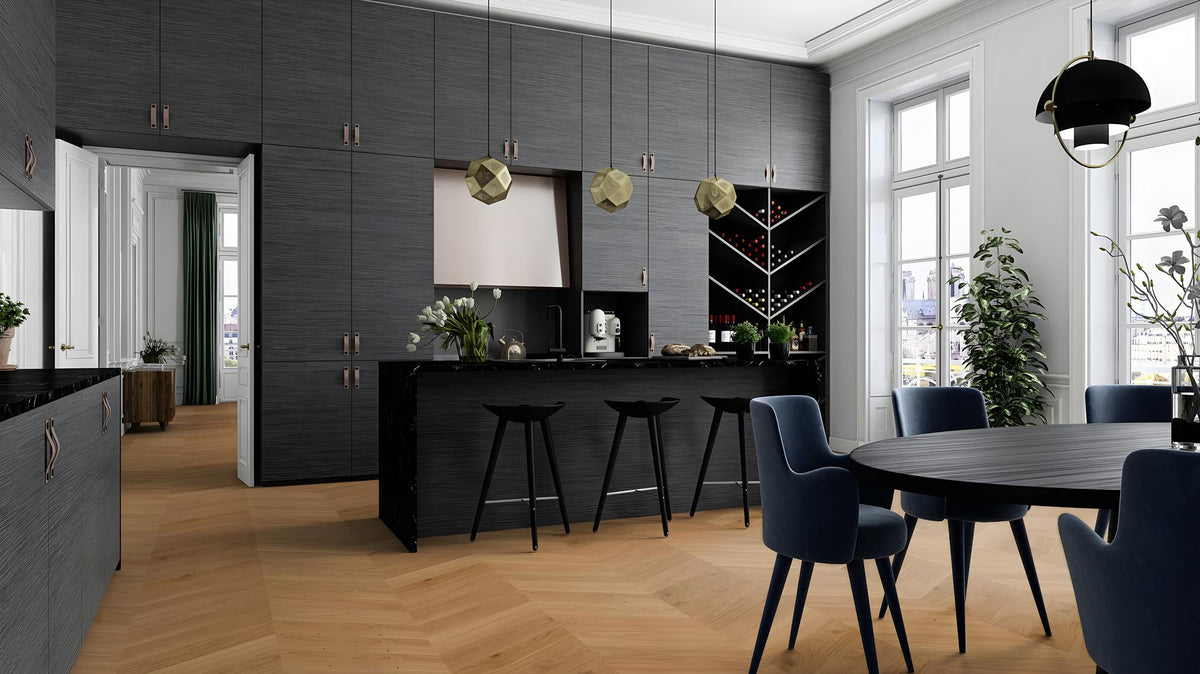 Boen Adagio Engineered Oak Chevron Flooring, Brushed & Unfinished, A & B Planks: 14.0 x 138 x 611 mm
