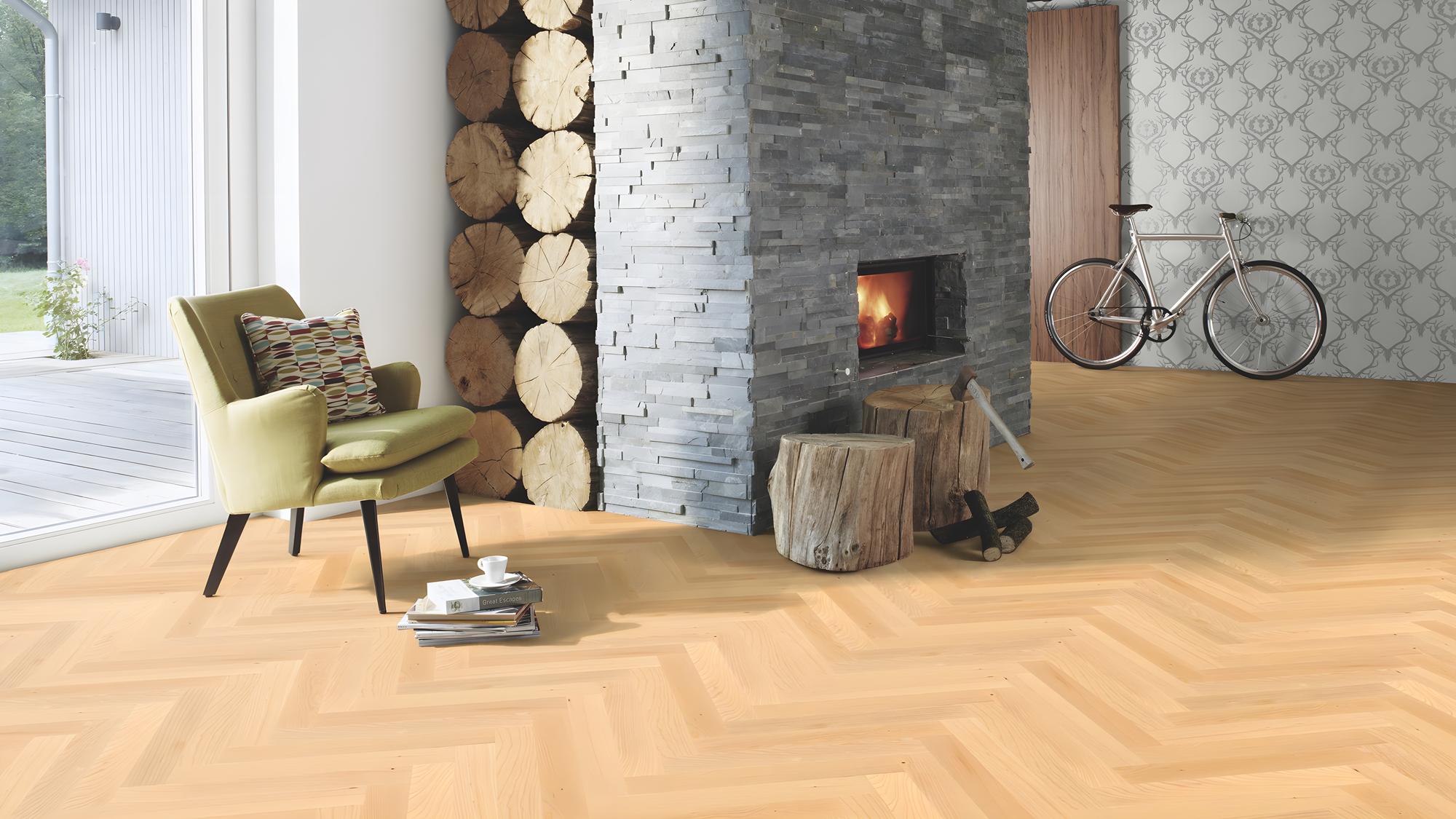 Boen  Engineered Ash Herringbone Flooring, Unbrushed & L/Matt: 10.0 x 70 x 470 mm