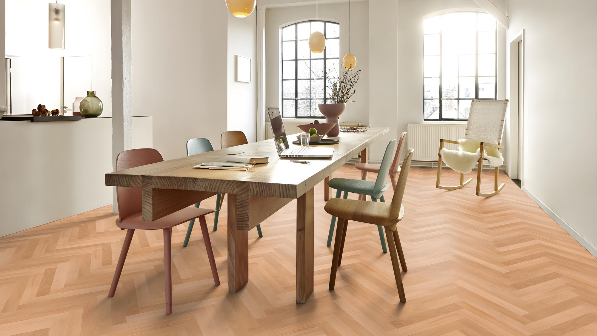 Boen  Engineered Beech Herringbone Flooring, Unbrushed & L/Matt: 10.0 x 70 x 470 mm