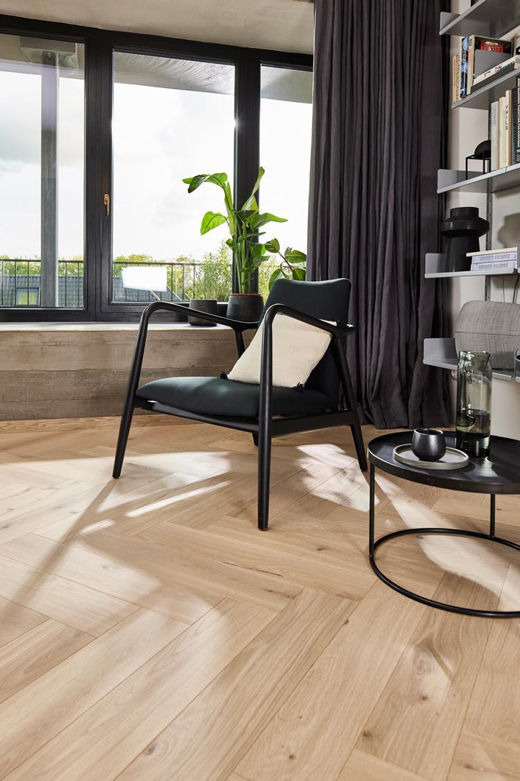 Boen Animoso Engineered Oak Herringbone Flooring, Brushed & L/Pure, A & B Planks: 14.0 x 138 x 690 mm