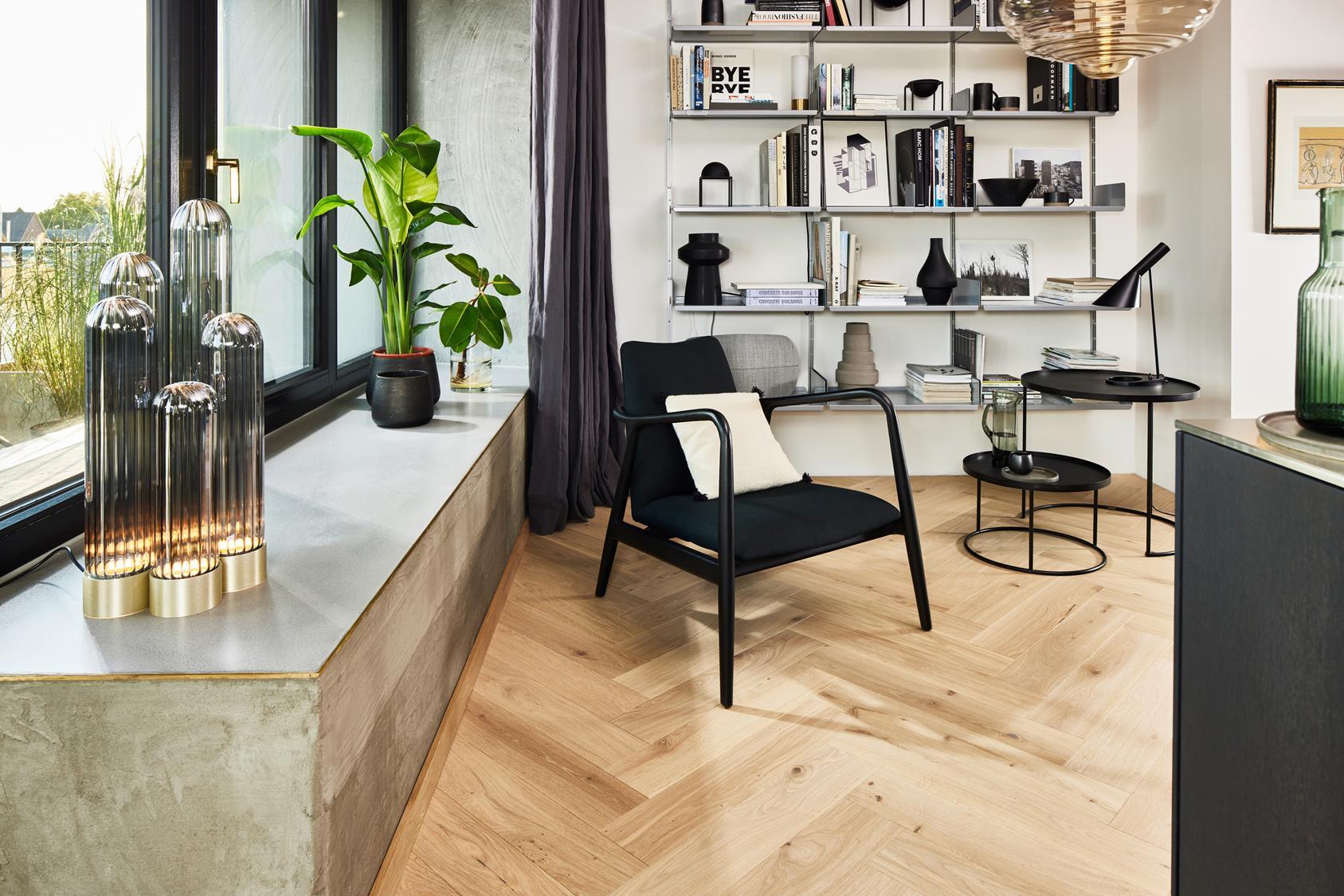 Boen Animoso Engineered Oak Herringbone Flooring, Brushed & L/Pure, A & B Planks: 14.0 x 138 x 690 mm