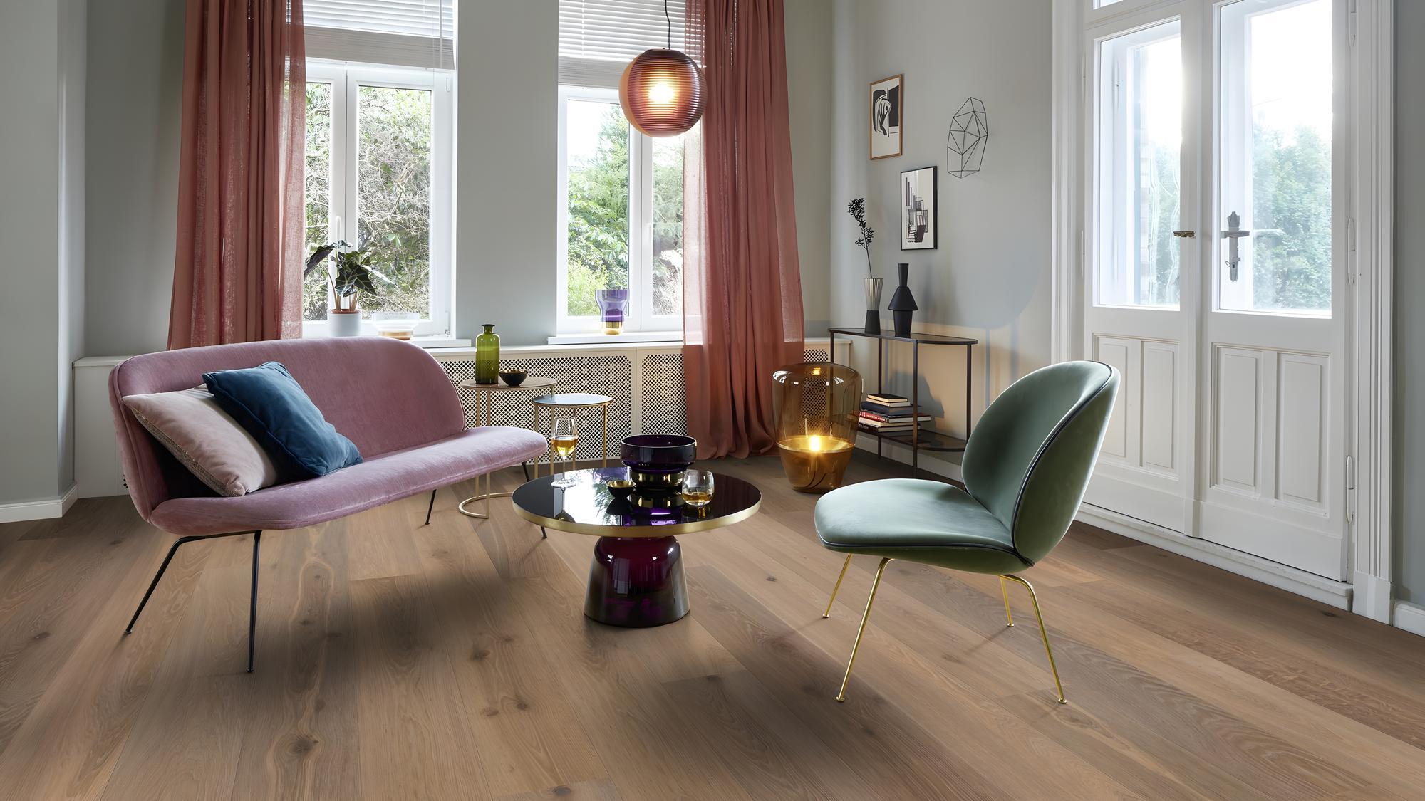 Boen Animoso Engineered Semi Smoked White Oak Planks Flooring, Brushed & L/Natural: 14.0 x 209 x 2,200 mm