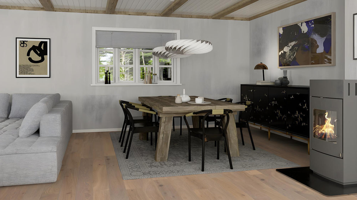 Boen Animoso Engineered Semi Smoked White Oak Planks Flooring, Brushed & L/Natural: 14.0 x 138 x 2,200 mm