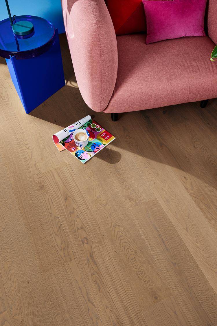 Boen Animoso Engineered Medium Grey Oak Planks Flooring, Brushed & L/Matt Plus: 14.0 x 209 x 2,200 mm