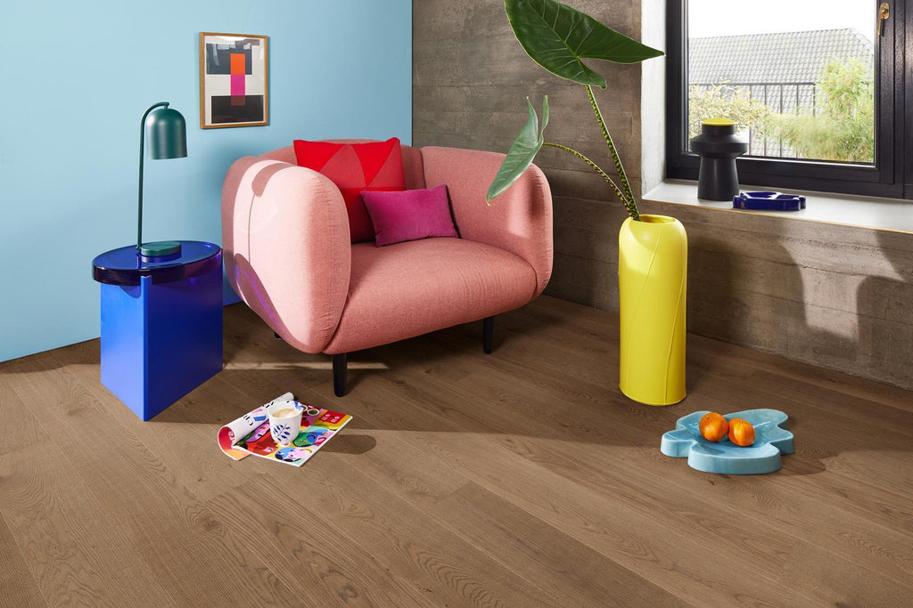 Boen Animoso Engineered Medium Grey Oak Planks Flooring, Brushed & L/Matt Plus: 14.0 x 209 x 2,200 mm