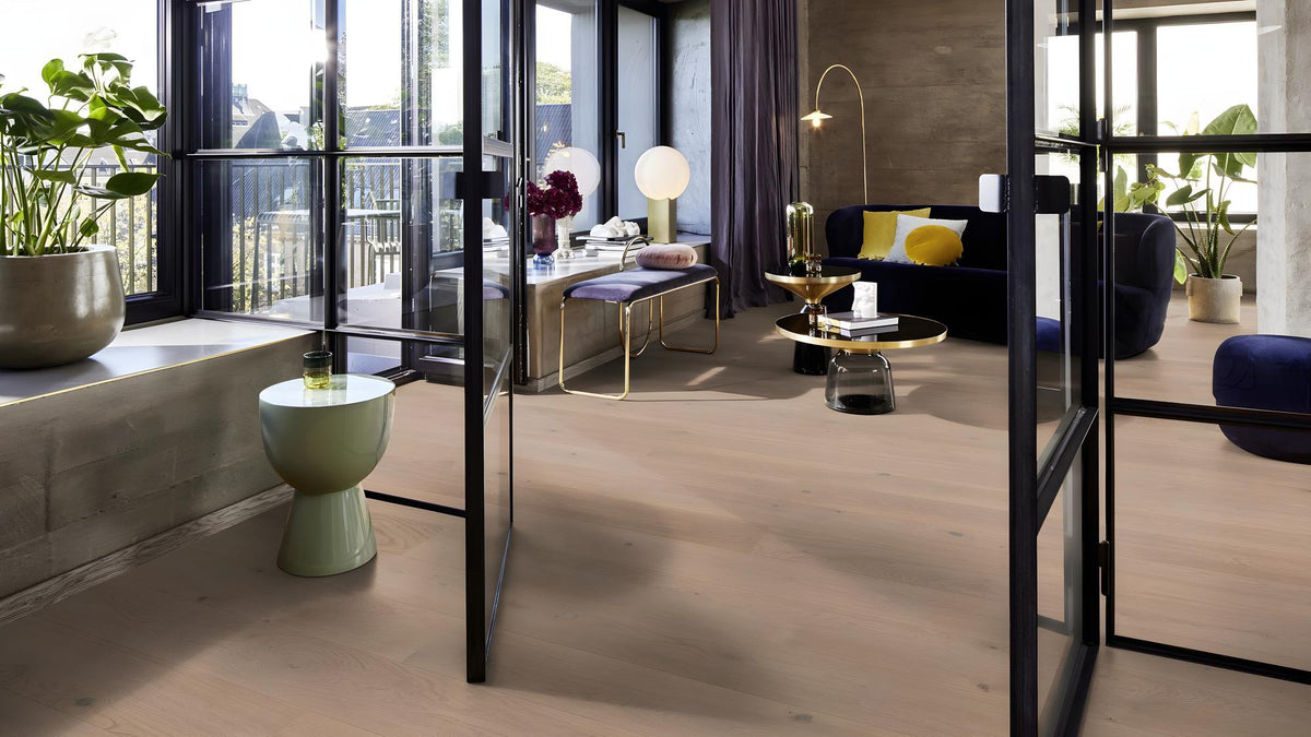 Boen Animoso Engineered Fresh White Oak Planks Flooring, Brushed & L/Matt Pro: 14.0 x 209 x 2,200 mm
