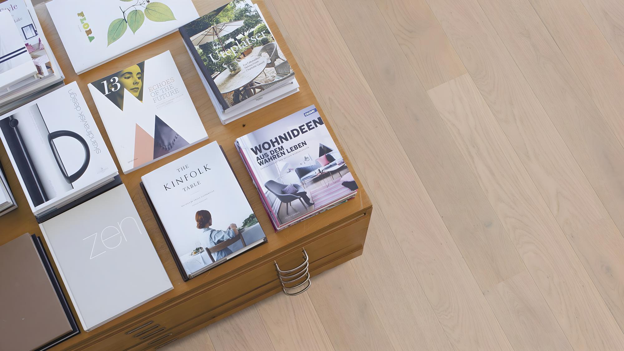 Boen Animoso Engineered Fresh White Oak Planks Flooring, Brushed & L/Matt Pro: 14.0 x 138 x 2,200 mm