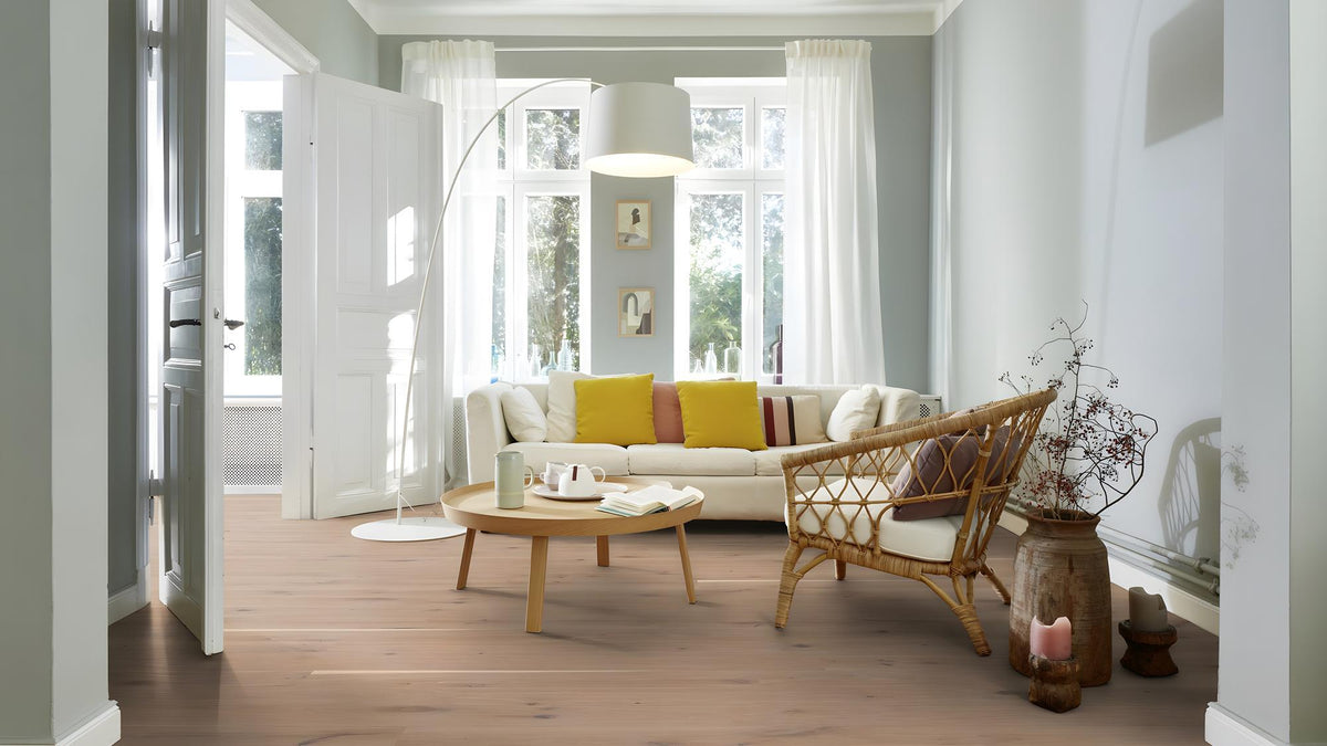 Boen Vivo Engineered White Oak Planks Flooring, Brushed & L/Natural: 13.2 x 181 x 2,200 mm