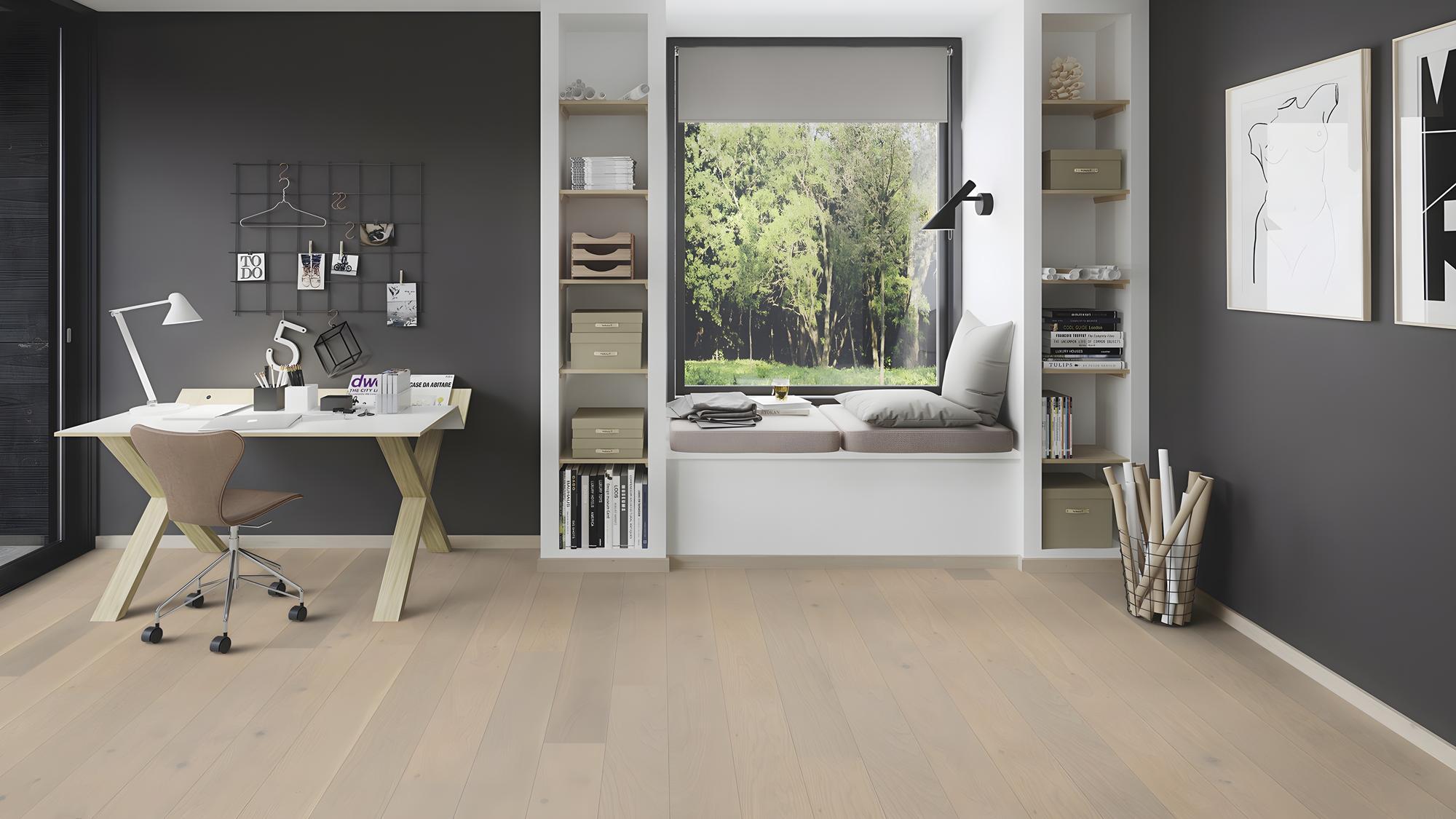 Boen Animoso Engineered Warm Cotton Oak Planks Flooring, Brushed & L/Pure: 13.2 x 181 x 2,200 mm