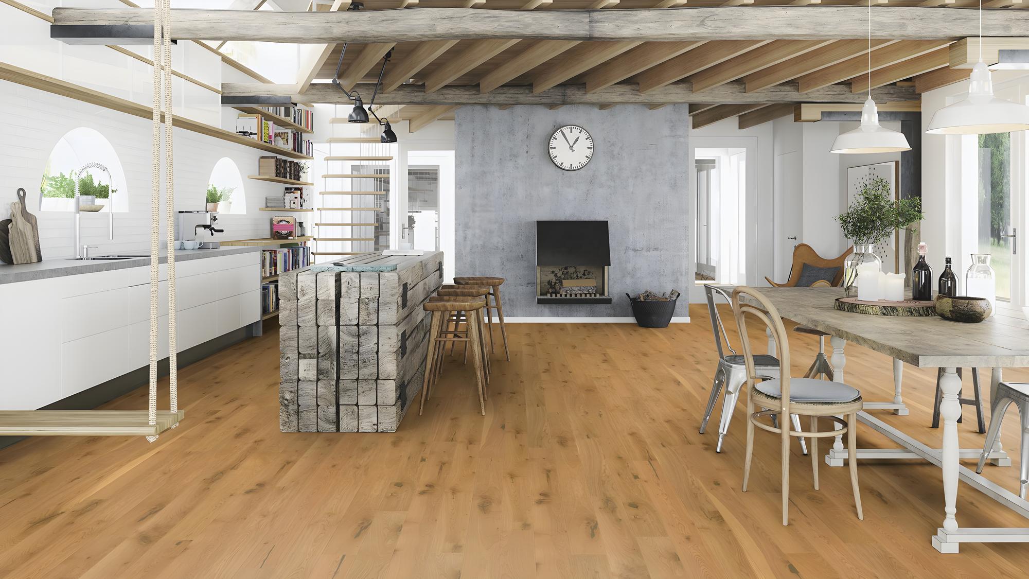 Boen Espressivo Engineered Soft Brown Oak Planks Flooring, Brushed & L/Matt Pro: 14.0 x 138 x 2,200 mm
