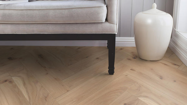 Boen Vivo Engineered Oak Herringbone Flooring, Brushed & L/Pure, A & B Planks: 14.0 x 138 x 690 mm