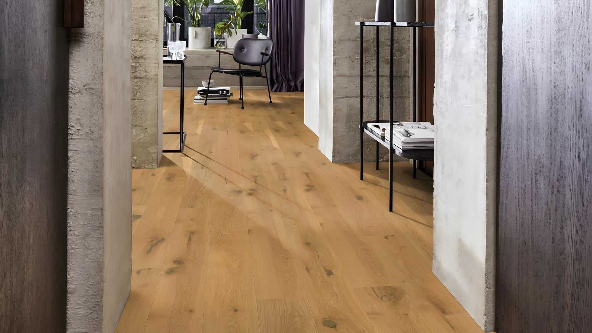 Boen Espressivo Engineered Soft Brown Oak Planks Flooring, Brushed & L/Matt Plus: 13.2 x 181 x 2,200 mm