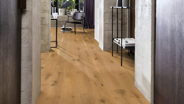 Boen Espressivo Engineered Soft Brown Oak Planks Flooring, Brushed & L/Matt Plus: 13.2 x 181 x 2,200 mm