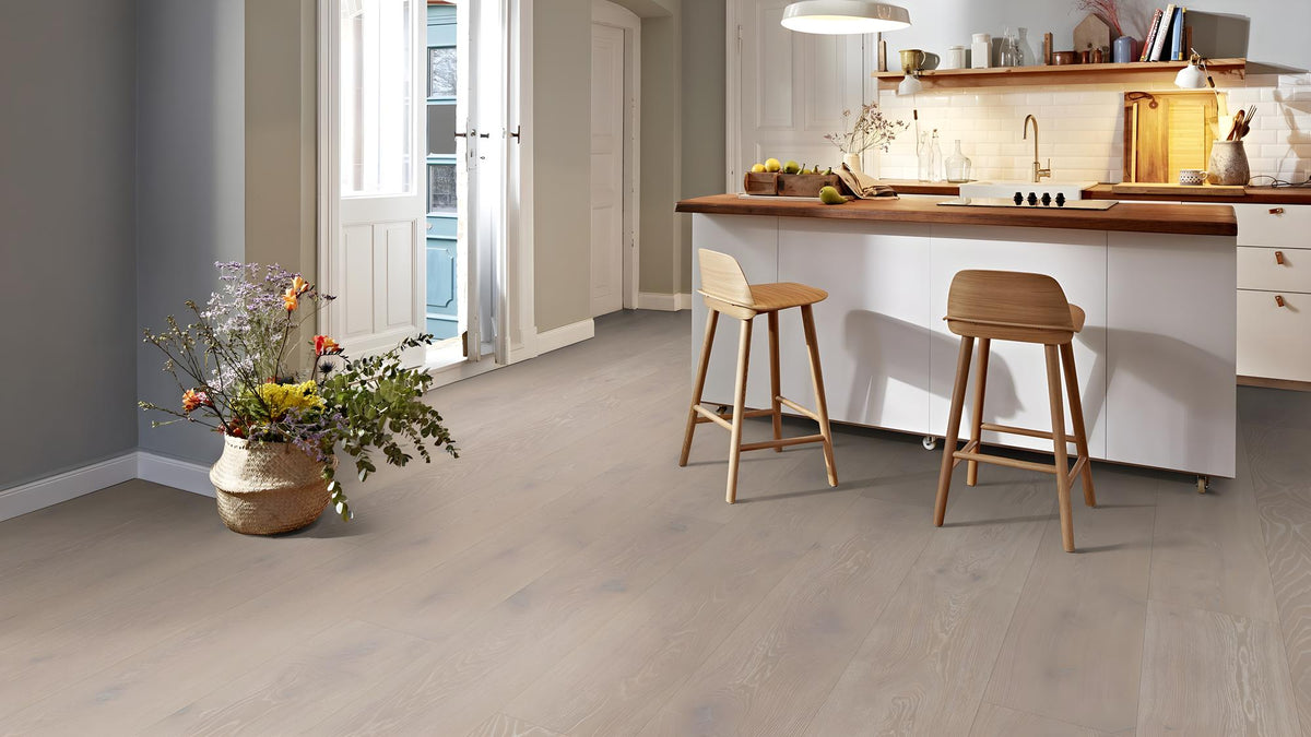 Boen Canyon Engineered Grey Harmony Oak Planks Flooring, Brushed & L/Pure: 15.0 x 300 x 2,750 mm
