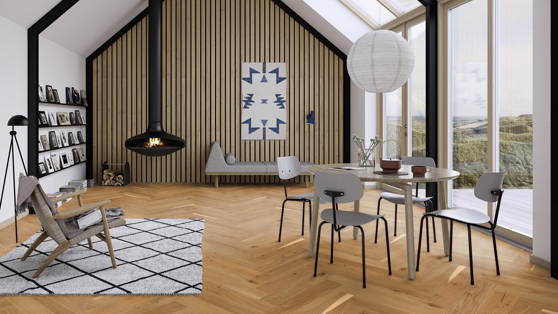 Boen Vivo Engineered Oak Herringbone Flooring, Brushed & L/Matt: 10.5 x 137 x 790 mm