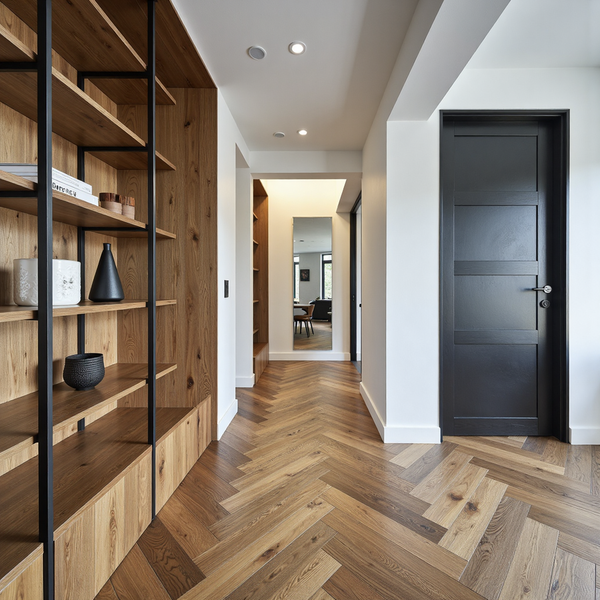 Ovara Antique Engineered Bamburgh Oak Herringbone Flooring, Brushed & Matt Lacquered Antique: 15.0 x 125 x 625 mm