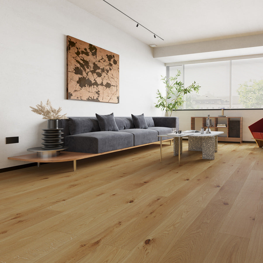 Ovara  Engineered Natural Oak Planks Flooring, Brushed & Matt Lacquered: 12.0 x 190 x 1,900 mm