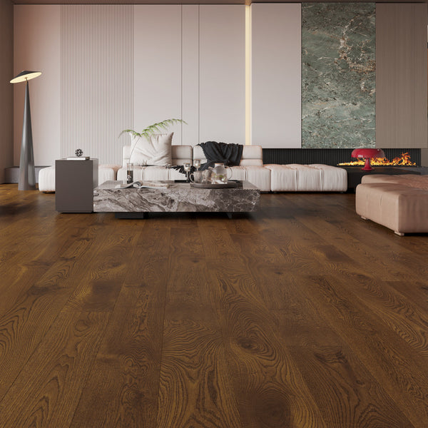 Ovara Engineered Cognac Oak Planks Flooring, Brushed & Matt Lacquered: 12.0 x 190 x 1,900 mm
