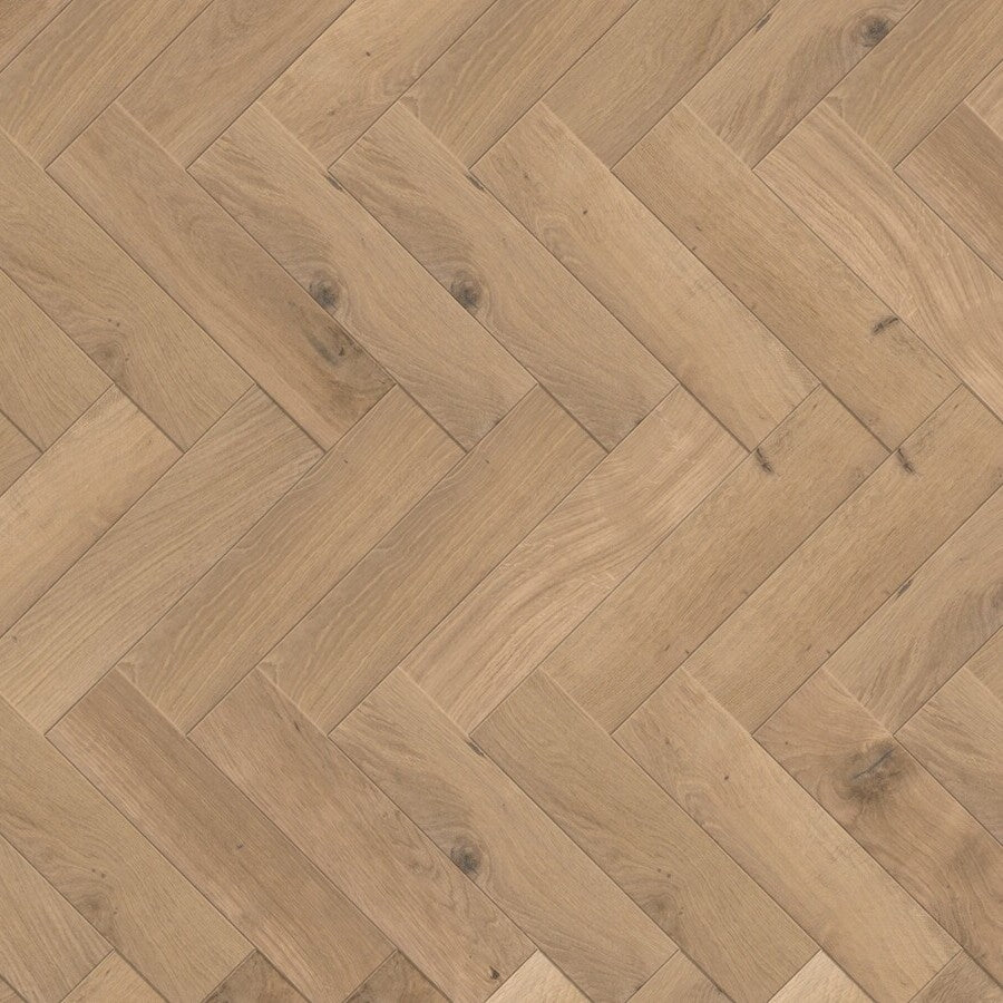 Ovara Engineered Natural Oak Herringbone Flooring, Brushed & UV Oiled: 20.0 x 120 x 600 mm