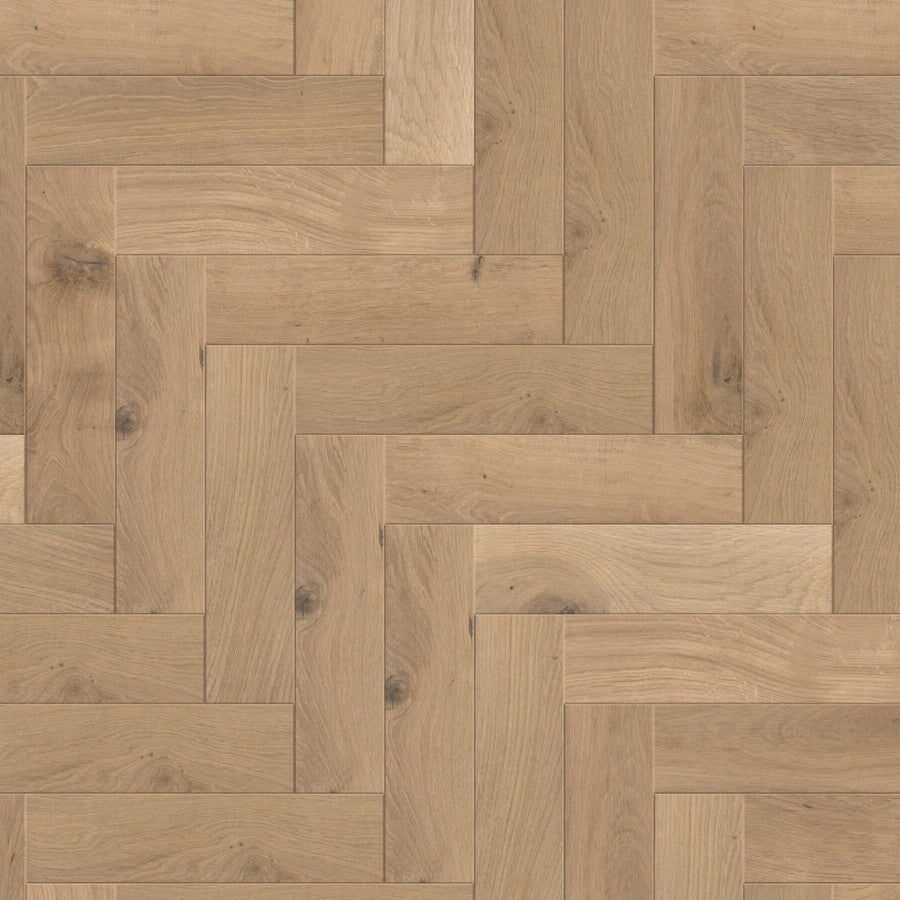 Ovara Engineered Natural Oak Herringbone Flooring, Brushed & UV Oiled: 20.0 x 120 x 600 mm
