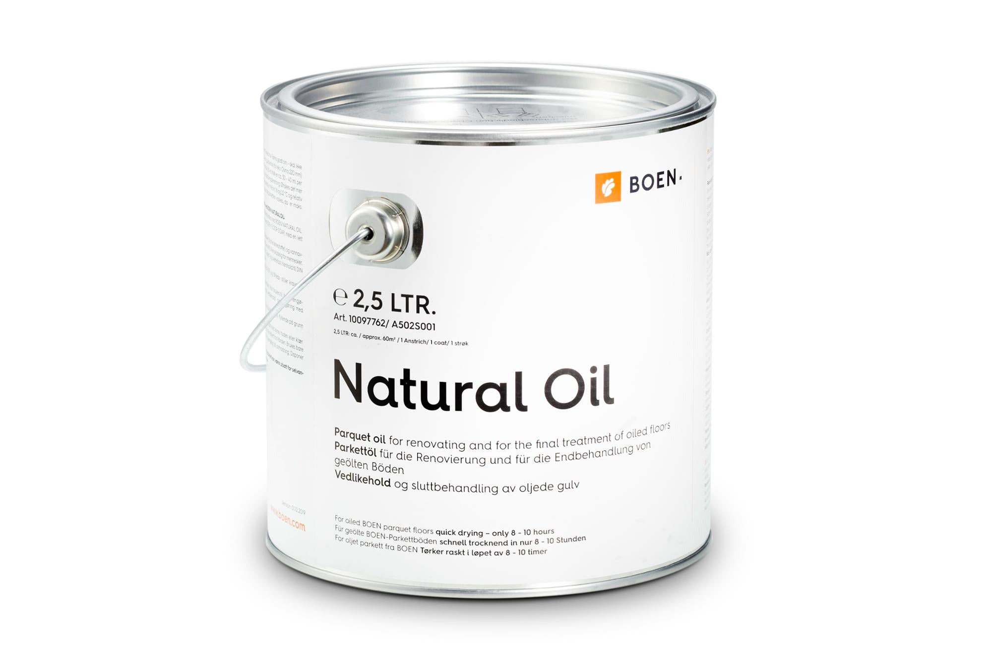 Boen Live Natural Oil, Transparent 2.5L, for finishing of sanded or untreated wooden surfaces